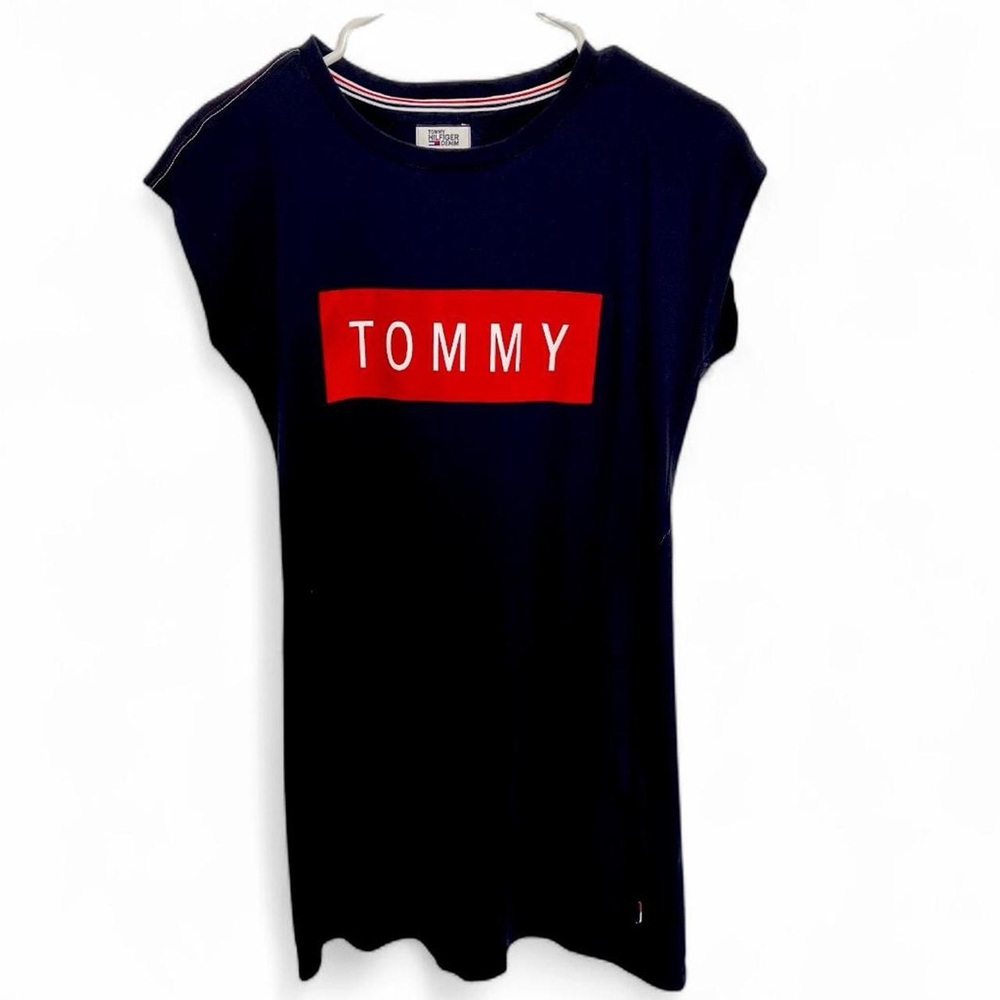 Tommy Hilfiger Navy T-shirt dress with Red and White Details